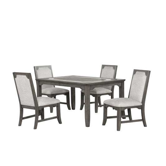 Lisbon - Rectangle Dining Table With 4 Chairs - Gray