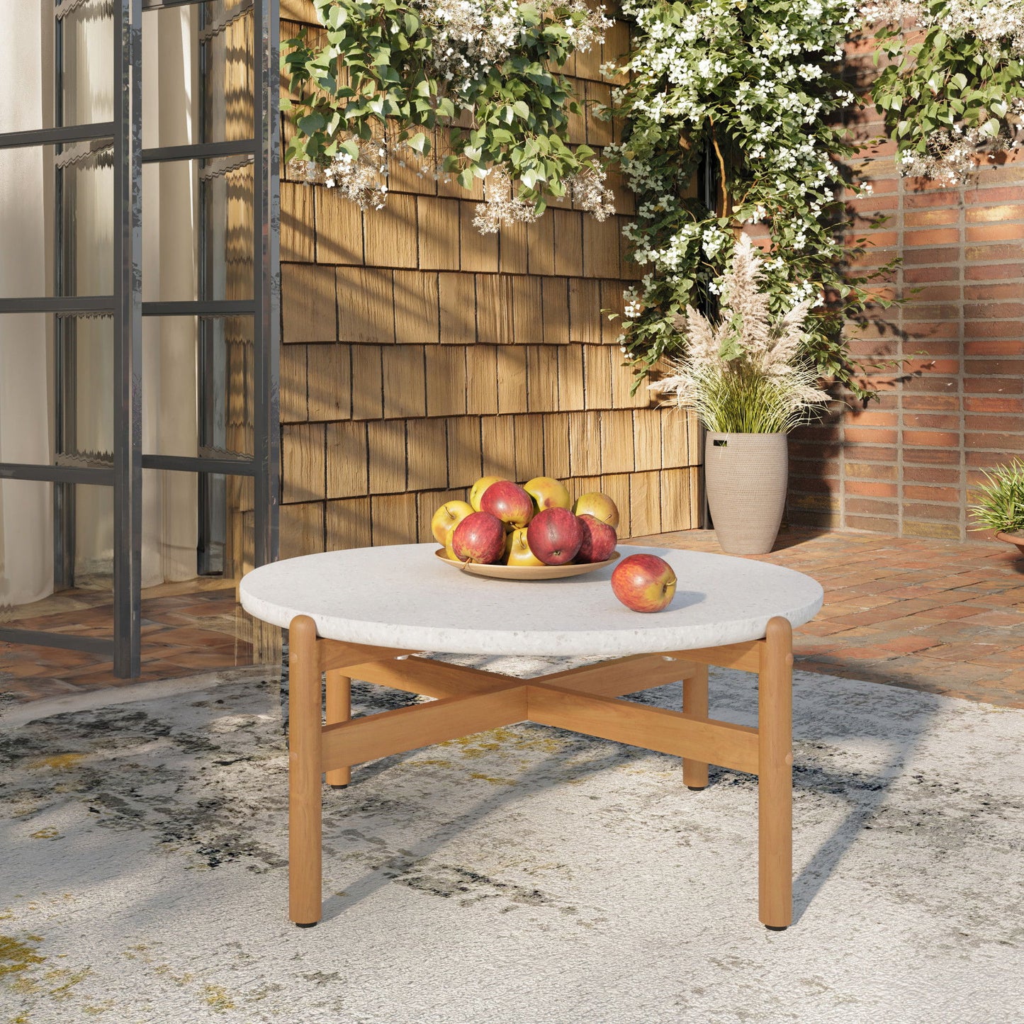 Solstice - Outdoor Coffee Table With Terrazo Top - White
