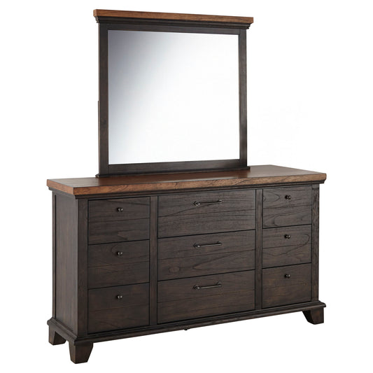 Bear Creek - Dresser And Mirror - Dark Brown