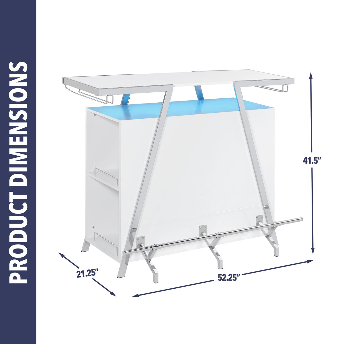 Zena - Bar With LED Lights - White