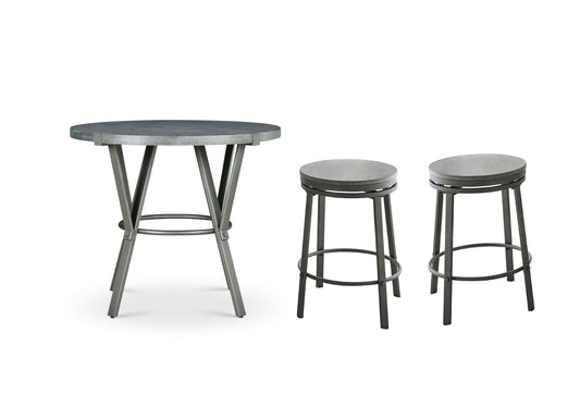 Portland - 3 Piece Dining Set With Round Counter Table - Gray