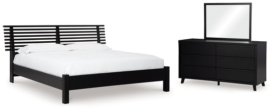 Danziar King Slat Panel Bed, Dresser and Mirror