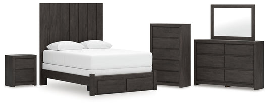 Fraluna Queen Panel Storage Bed, Dresser, Mirror, Chest and Nightstand