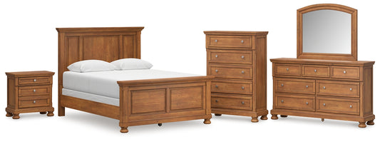 Feddinger Queen Panel Bed with Mirrored Dresser, Chest and Nightstand