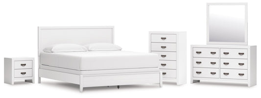 Binterglen California King Panel Bed, Dresser, Mirror, Chest and Nightstand