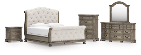 Ardenfield California King Upholstered Sleigh Bed, Dresser, Mirror, Chest and Nightstand