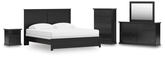 Maribel King Panel Bed, Dresser, Mirror, Chest and Nightstand