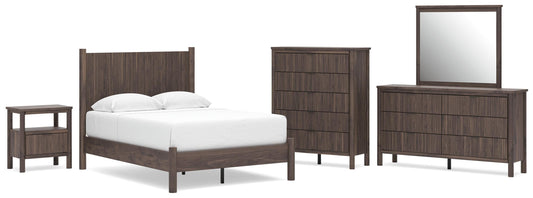 Pamytta Full Panel Platform Bed, Dresser, Mirror, Chest and Nightstand