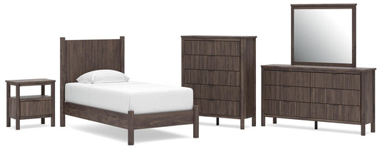 Cadmori Twin Panel Platform Bed, Dresser, Mirror, Chest and Nightstand