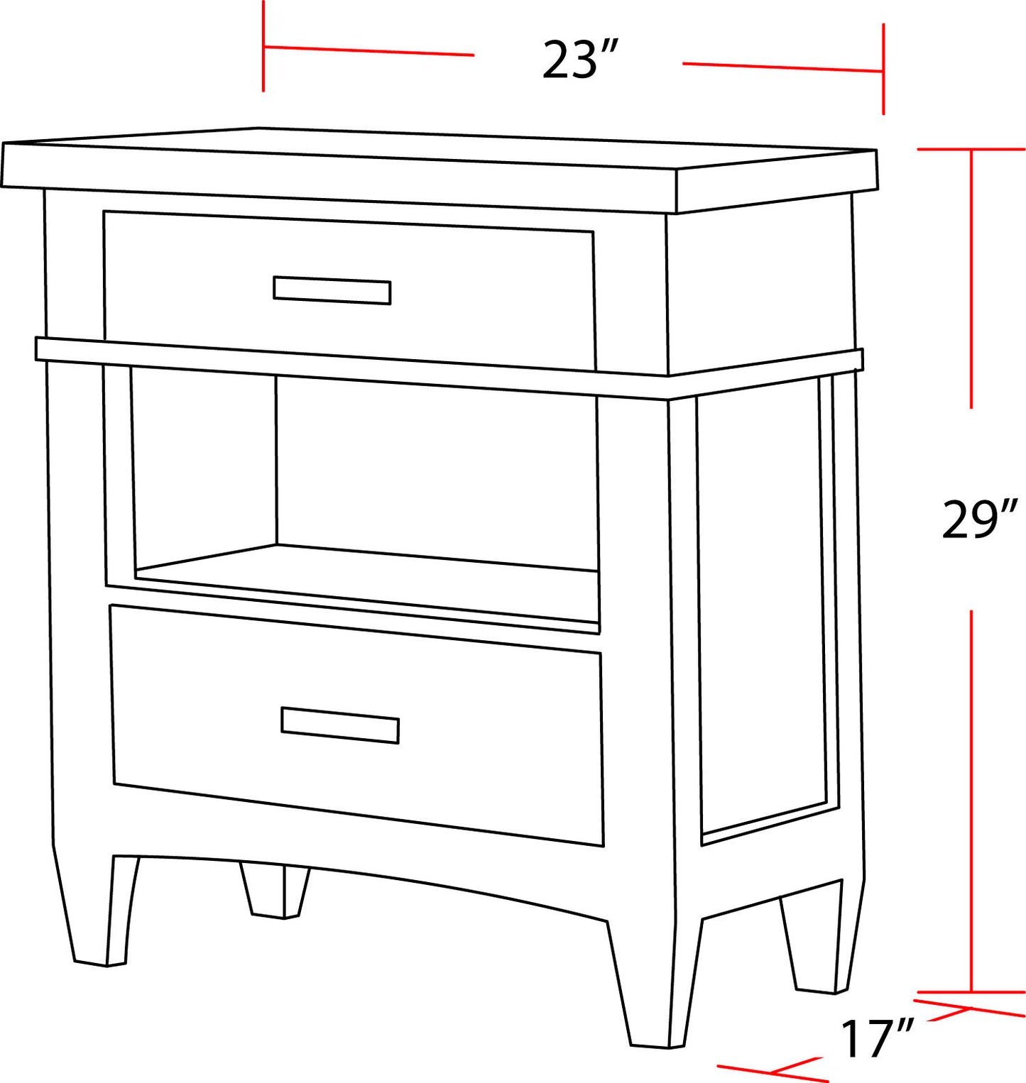 Americana Modern Bedroom - 2 Drawer Nightstand