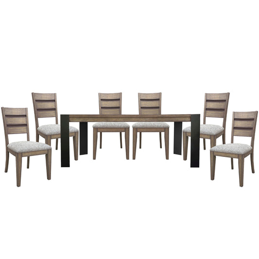Cedar Fork - Dining Table With 6 Ladderback Chairs - Smoked Arabica