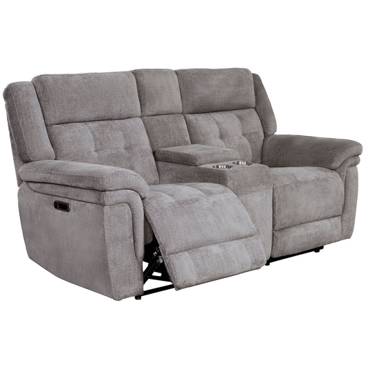 Richland - Power Reclining Console Loveseat - Bristol Gray