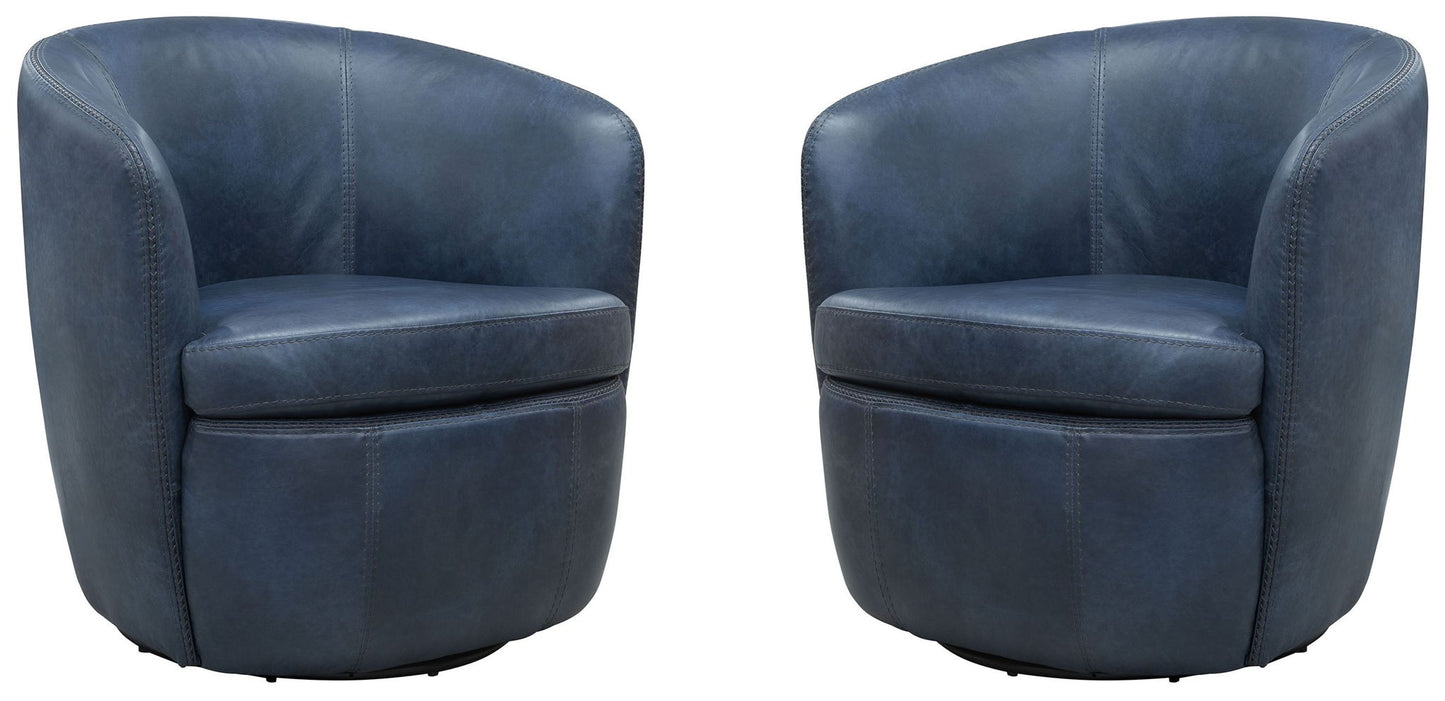 Barolo - 100% Italian Leather Swivel Club Chair (Set of 2)