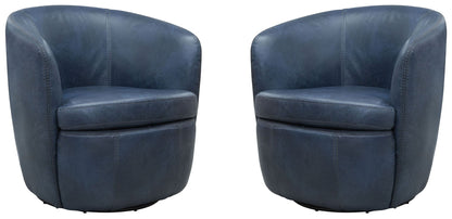 Barolo - 100% Italian Leather Swivel Club Chair (Set of 2)