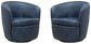 Barolo - 100% Italian Leather Swivel Club Chair (Set of 2)