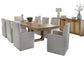 Escape - Dining Rectangular Table With Console And 8 Caster Chairs - Glazed Natural Oak Black Metal Trim