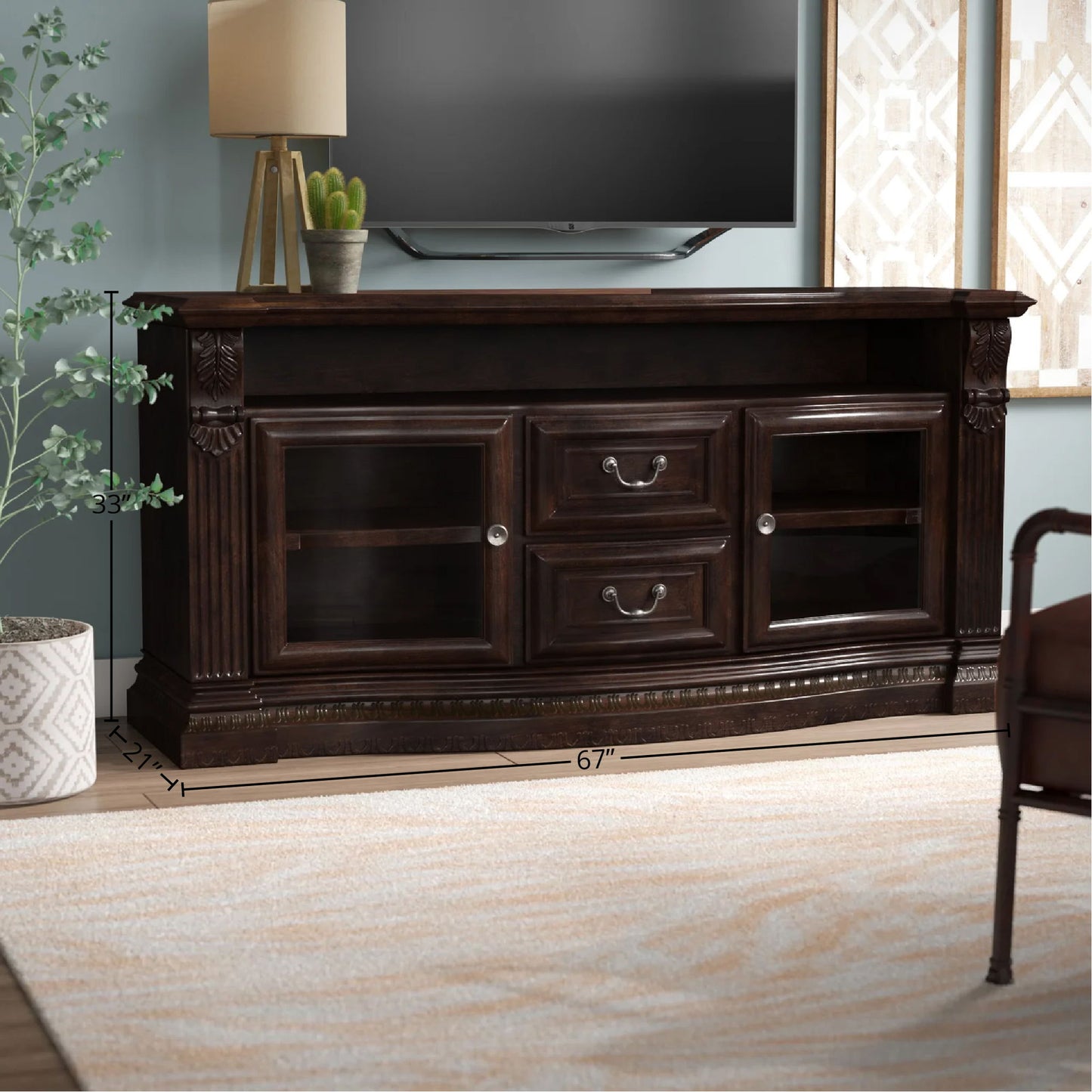 Bella - TV Console With Power Center - Vintage Sienna