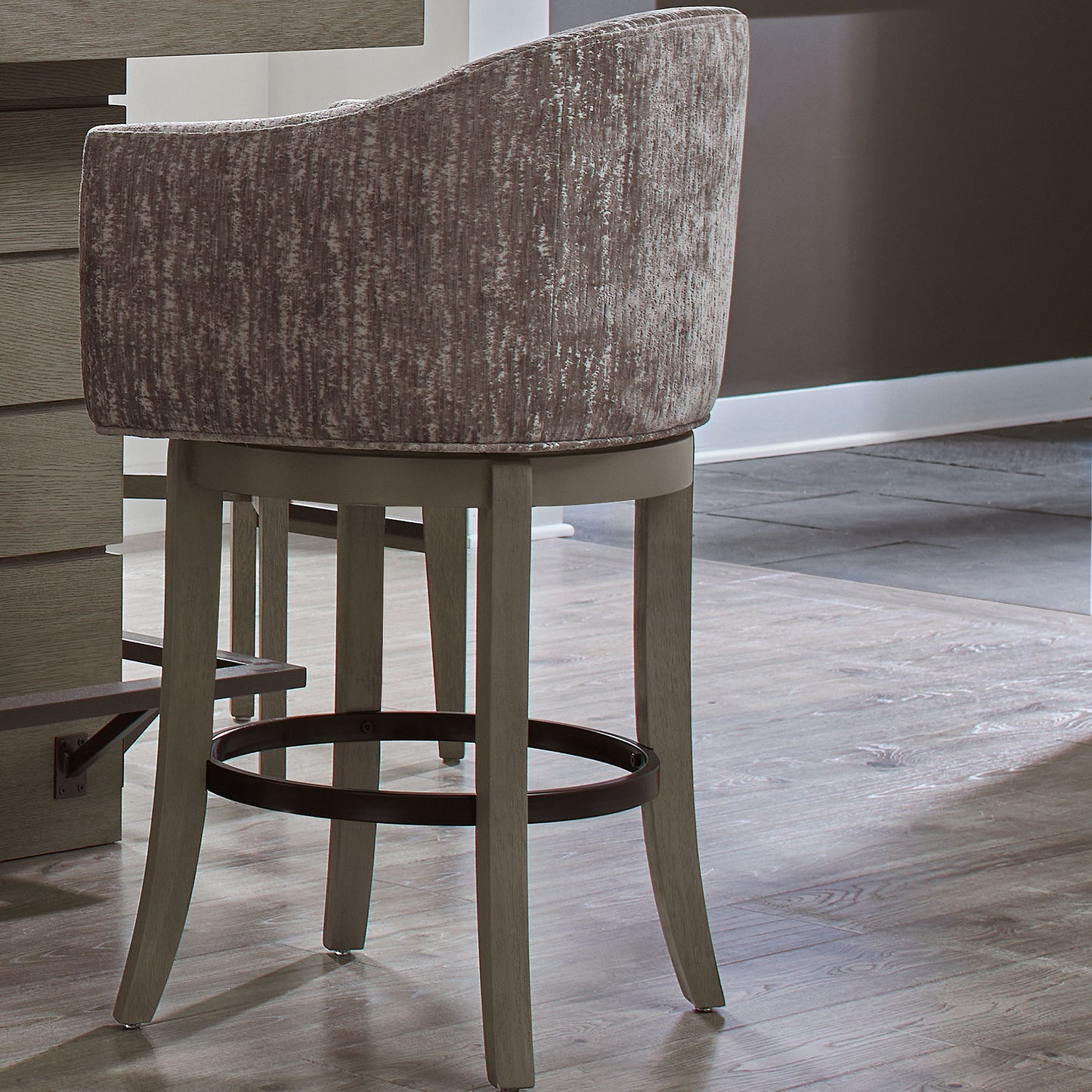 Pure Modern Dining - Upholstered Swivel Barstool - Moonstone