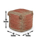 Jafar - Square Handwoven Jute Pouf - Red