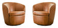 Barolo - 100% Italian Leather Swivel Club Chair (Set of 2)