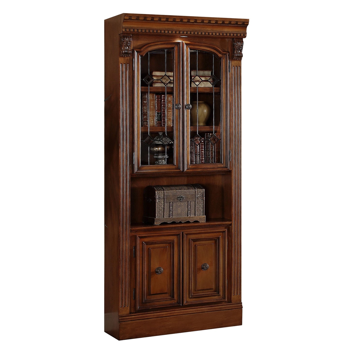 Huntington - Glass Door Cabinet - Antique Vintage Pecan