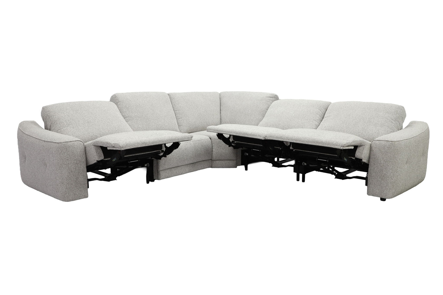 Julianna - 5 Piece Power Reclining Sectional With Power Headrests - Crisp Taupe