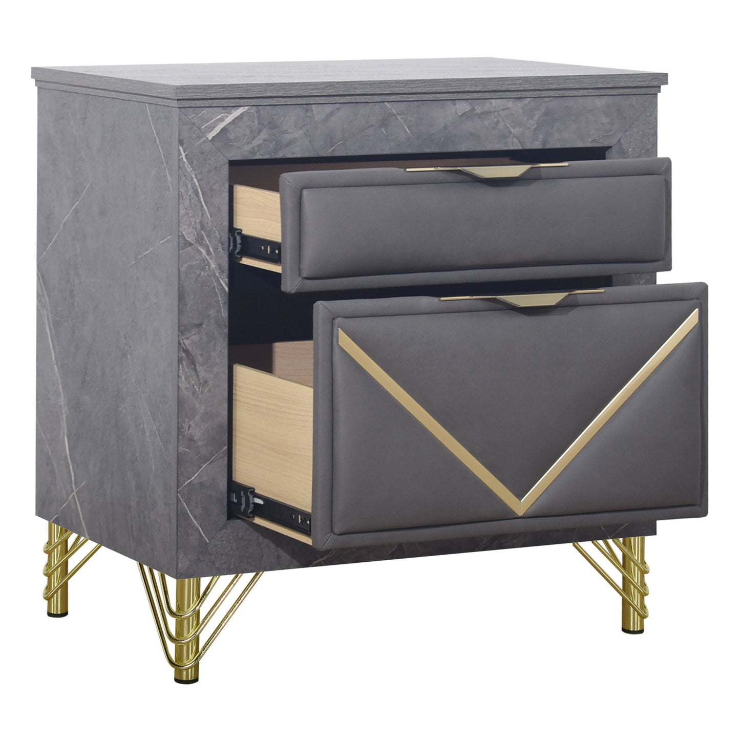 Symmetry - 2 Drawer Nightstand - Charcoal