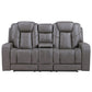 Daniel - Triple Power Leather Theater Loveseat - Gray