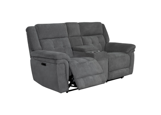Richland - Power Console Loveseat - Bristol Gray