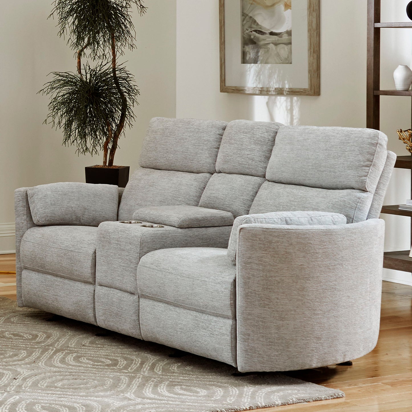 Radius - Power Glider Reclining Console Loveseat - Mineral