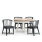 Americana Modern Dining - Round Dining Table And 4 Black Barrel Chairs - Cotton