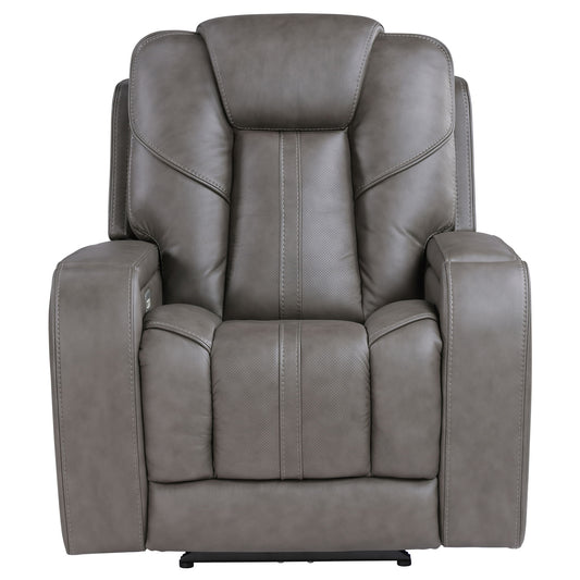 Daniel - Triple Power Leather Theat Recliner - Gray