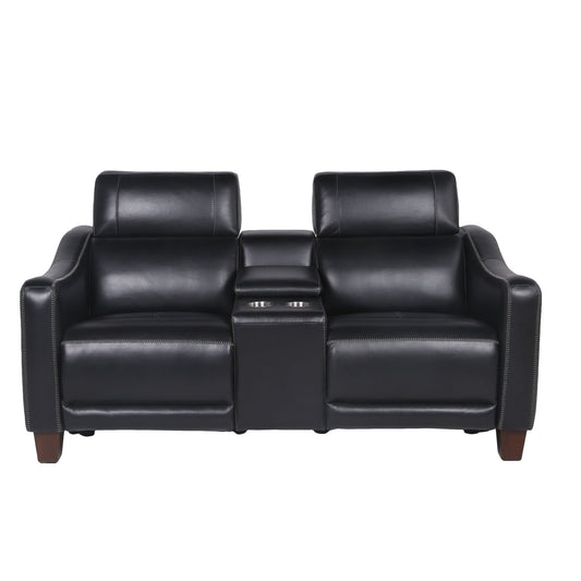 Giorno - Dual Power Console Loveseat - Black