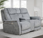 Linus - Zero Gravity Power Reclining Console Loveseat - Hudson Gray
