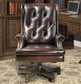 Dc#112 - Leather Desk Chair - Havana With Brown Base
