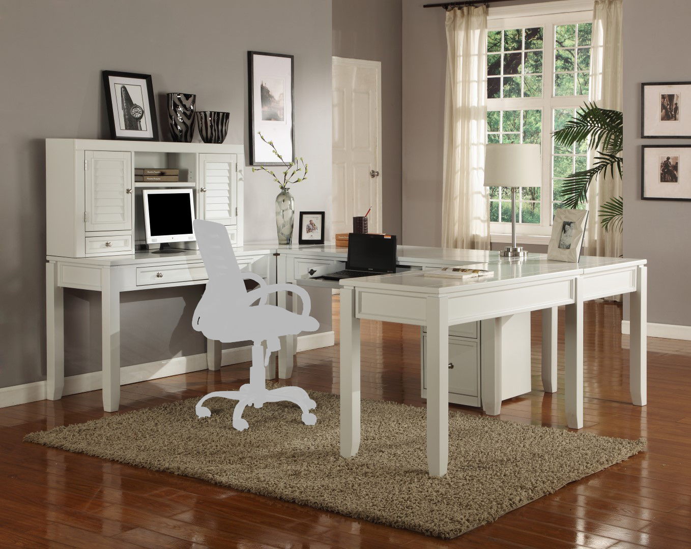 Boca - U Shape Desk With Hutch And File - Cottage White