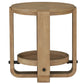 Escape - Round End Table With Shelf - Glazed Natural Oak / Black Metal Trim