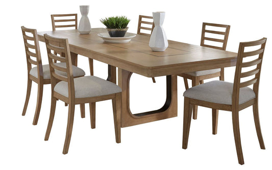 Escape - Dining Rectangular Table With 6 Ladderback Chairs - Glazed Natural Oak Black Metal Trim