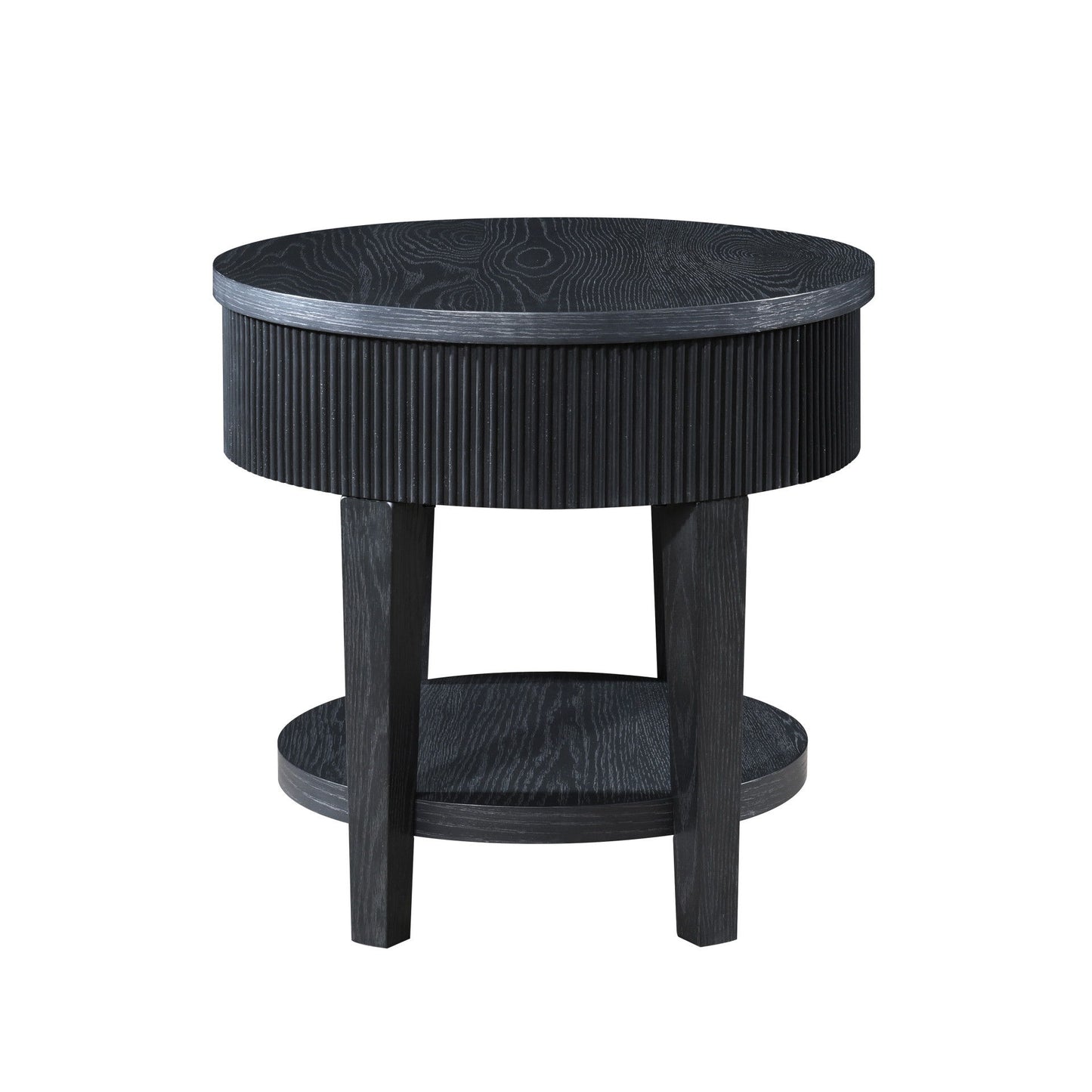 Tate - Round One Drawer End Table - Black