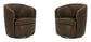 Barolo - 100% Italian Leather Swivel Club Chair (Set of 2)