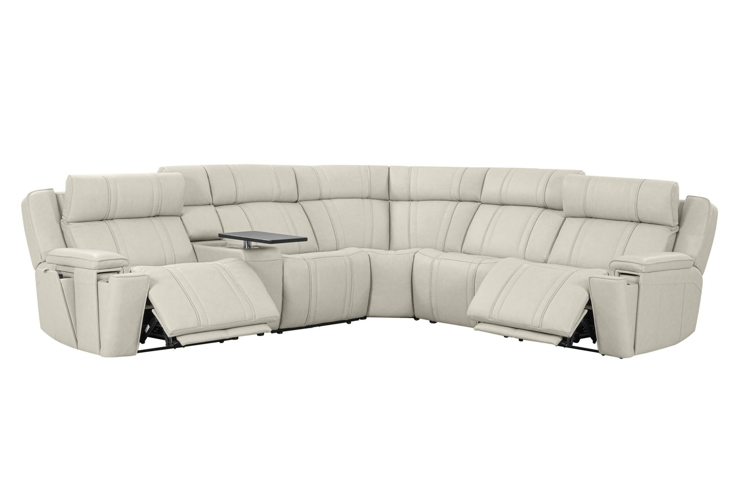 Sausalito - 6 Piece Modular Zero Gravity Power Reclining Sectional With Power Adjustable Headrests - Platinum Envy