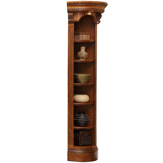 Huntington - Outside Corner Bookcase - Antique Vintage Pecan