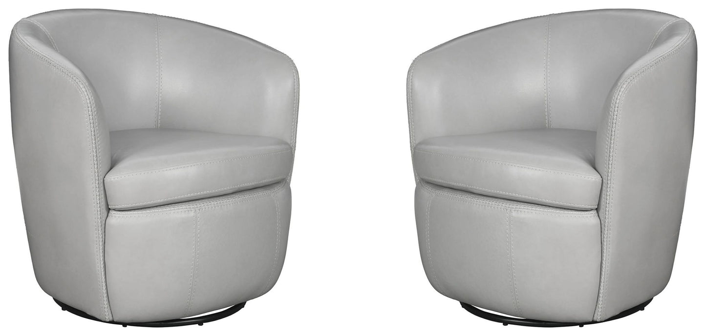 Barolo - 100% Italian Leather Swivel Club Chair (Set of 2)