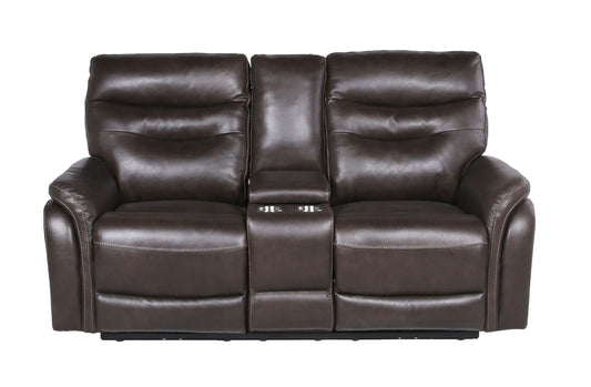 Fortuna - Recliner Console Loveseat - Dark Brown