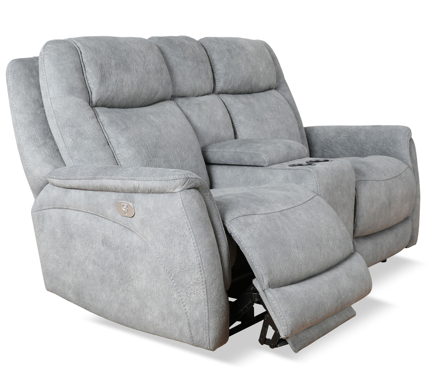 Linus - Zero Gravity Power Reclining Console Loveseat - Hudson Gray