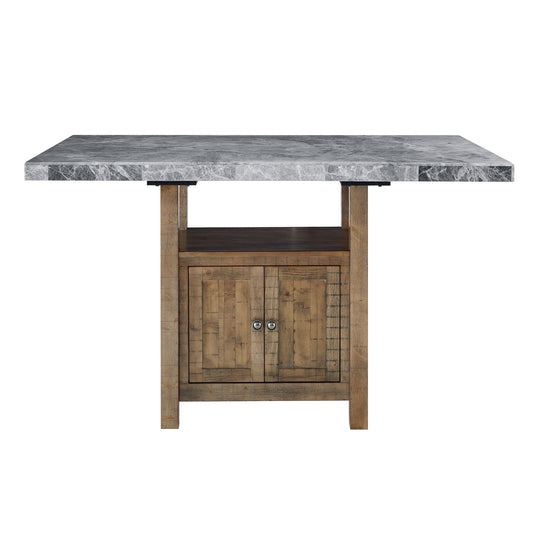 Grayson - Marble Top Counter Table - Gray / Light Brown