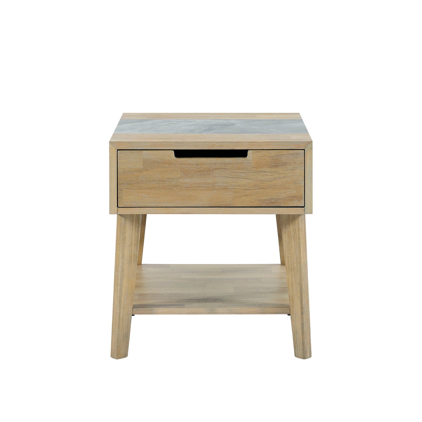Calgary - Sintered Stone Inlay Side Table - Brown