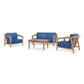 Bali - 4 Piece Set - Loveseat, 2 Chairs, Coffee Table - Dark Blue