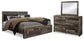 Derekson King Panel Bed with 2 Storage Drawers with Mirrored Dresser