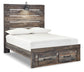 Drystan Full Panel Bed with 2 Storage Drawers with Mirrored Dresser